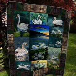 Swan On The Lake At The Sunset Quilt Blanket Great Customized Blanket Gifts For Birthday Christmas Thanksgiving