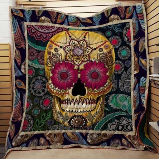 Tattooed Skull Quilt Blanket Great Customized Gifts For Birthday Christmas Thanksgiving Perfect Gifts For Skull Lover