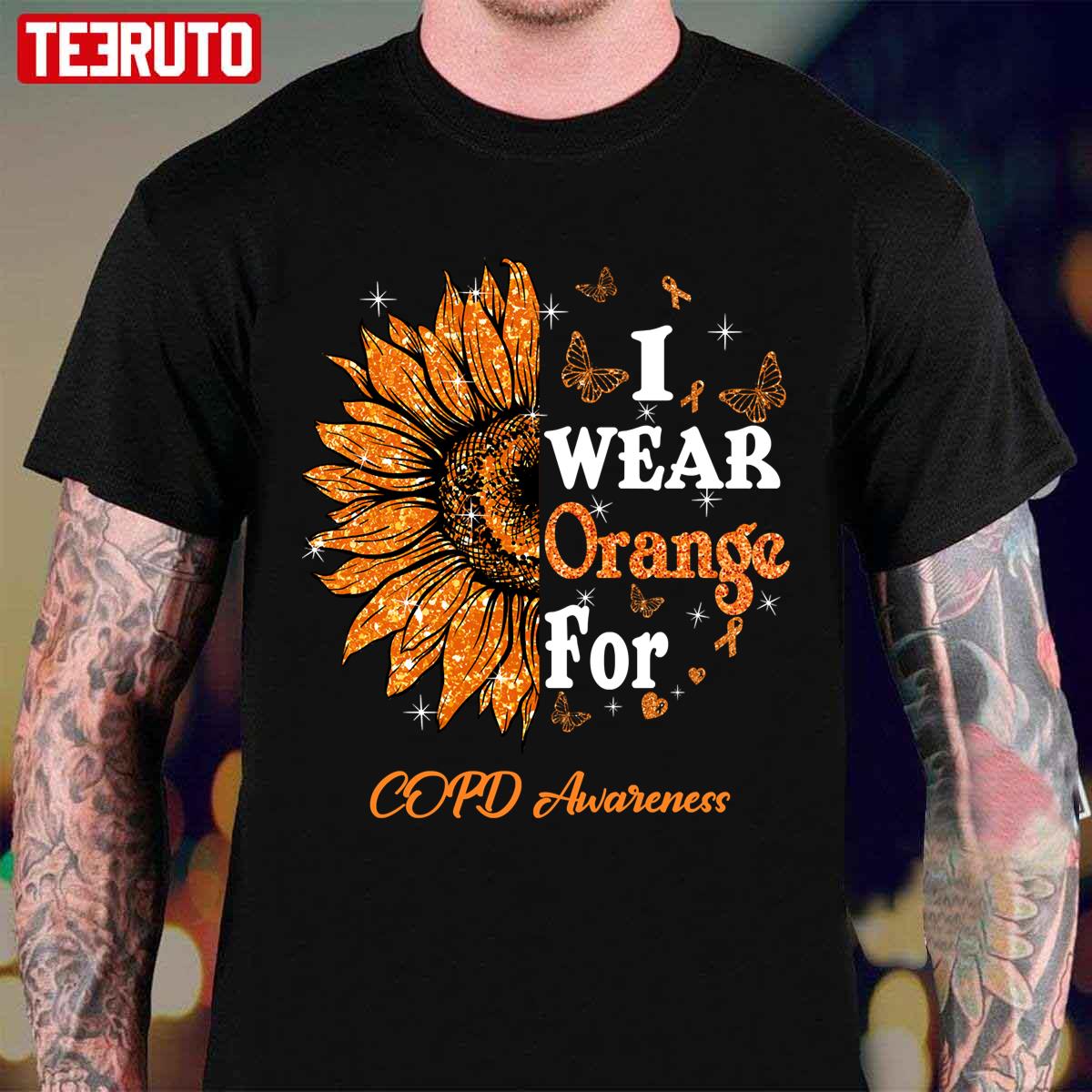 Twinkle Sunflower I Wear Orange For Copd Awareness Unisex T-Shirt