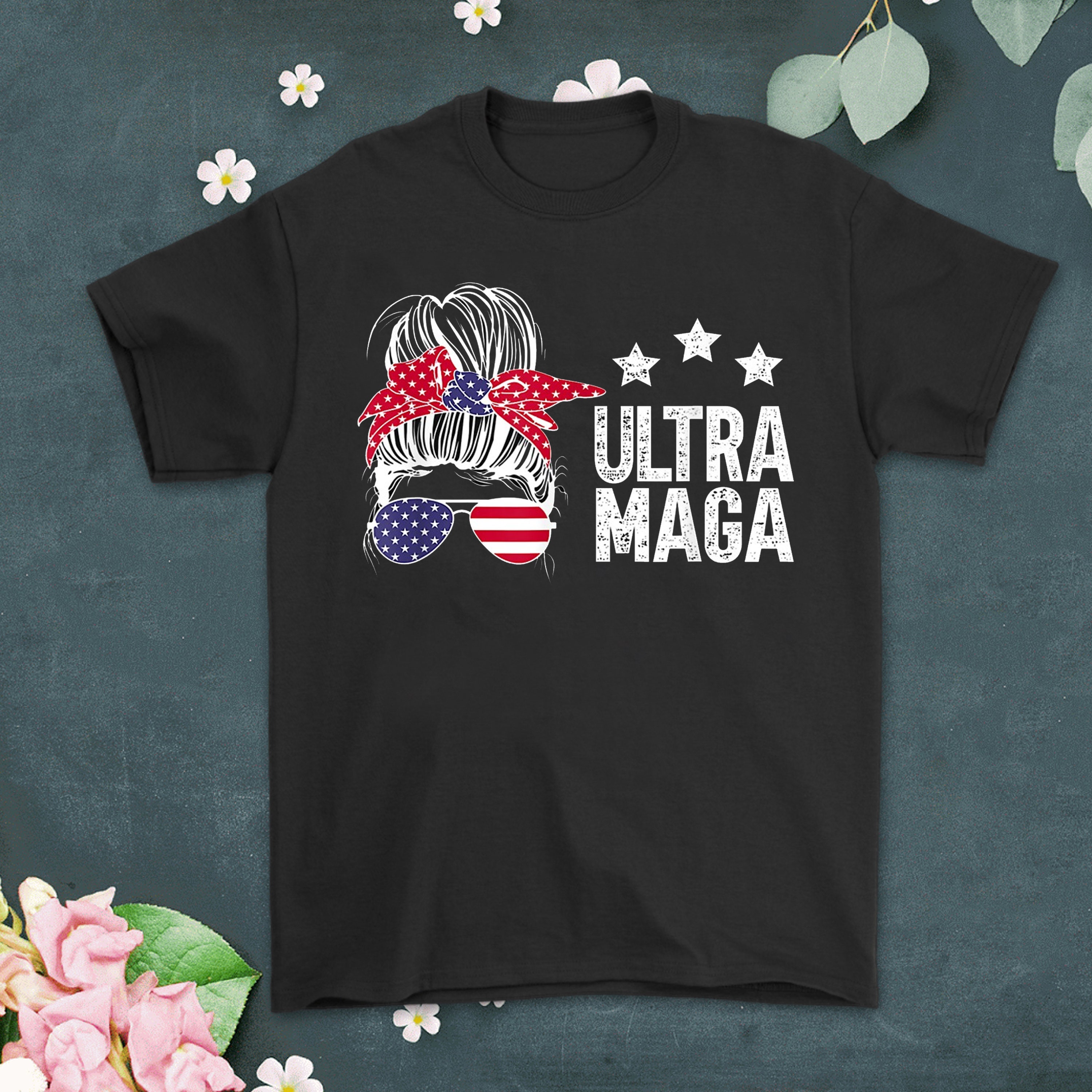 Ultra MAGA Messy Bun Vote Red Conservative Unisex T-Shirt