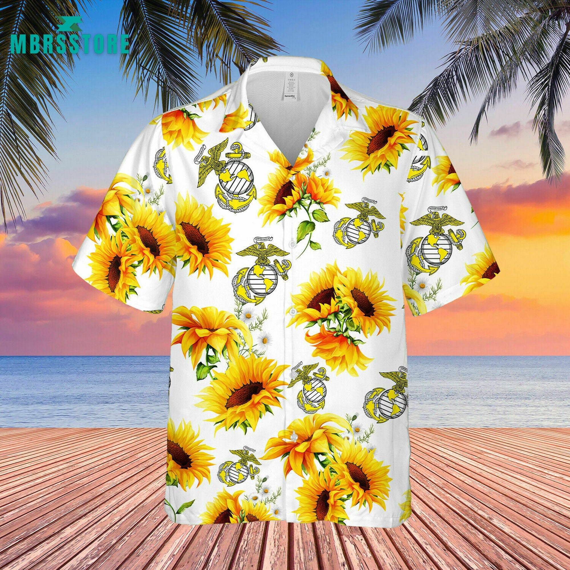 US Marine Sunflower Hawaiian Shirt