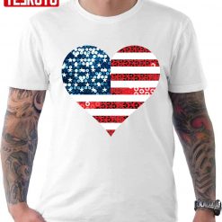 USA Flag Heart Sequin Print Unisex T-Shirt