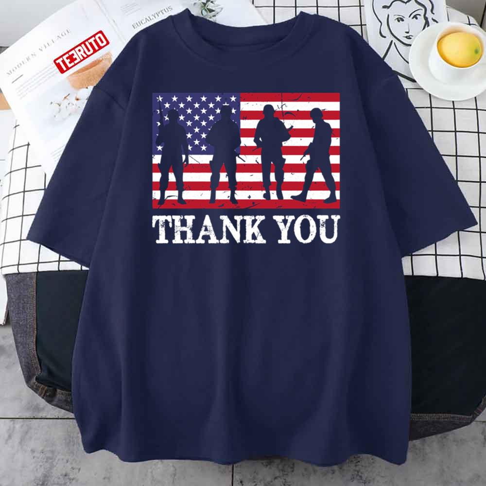 USA Military Veterans Patriotic Flag Thank You Unisex T-Shirt