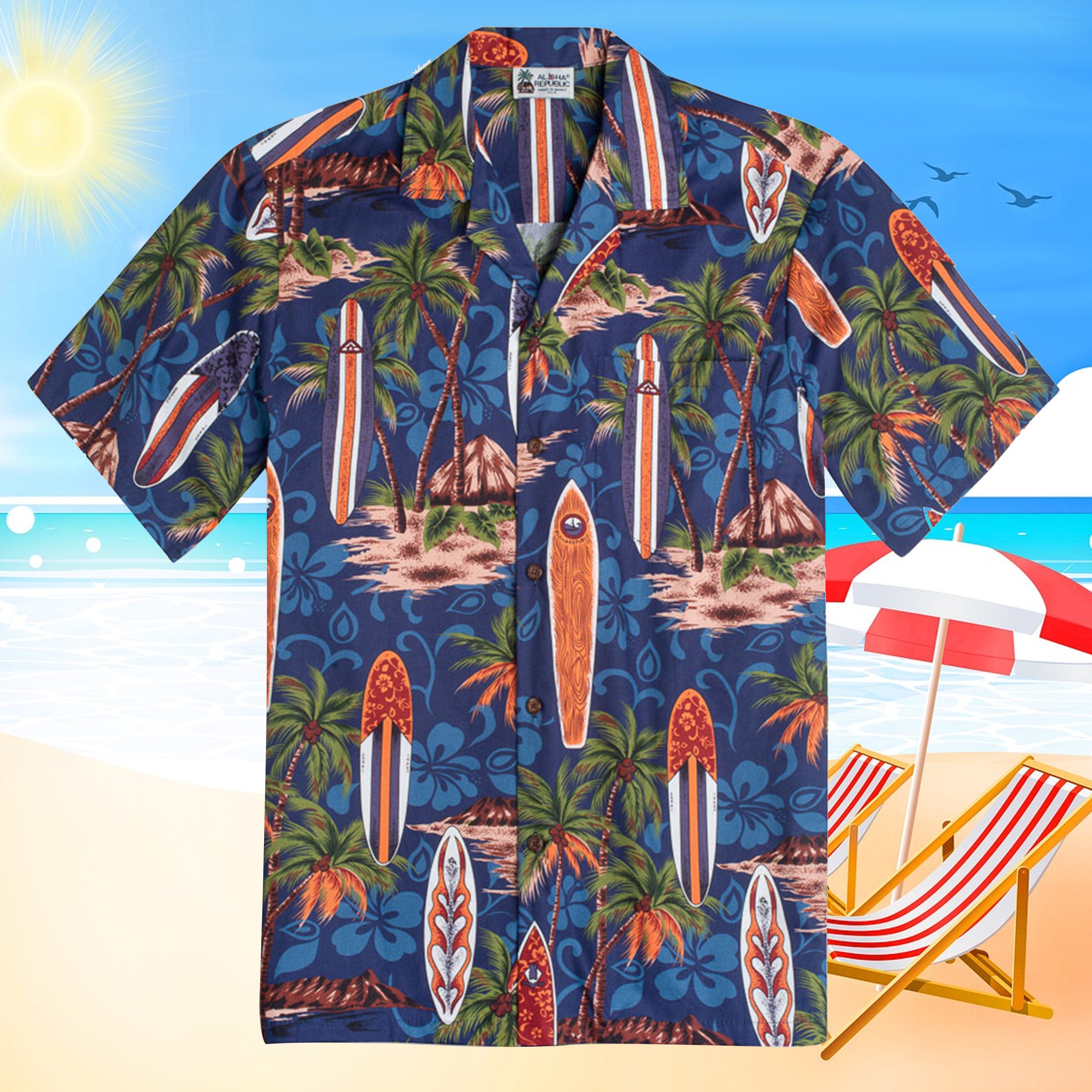 Aloha Republic Navy Hawaiian Shirt For Hawai Fans - Teeruto