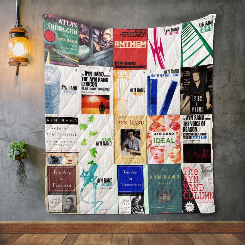 Ayn Rand Books Quilt Blanket