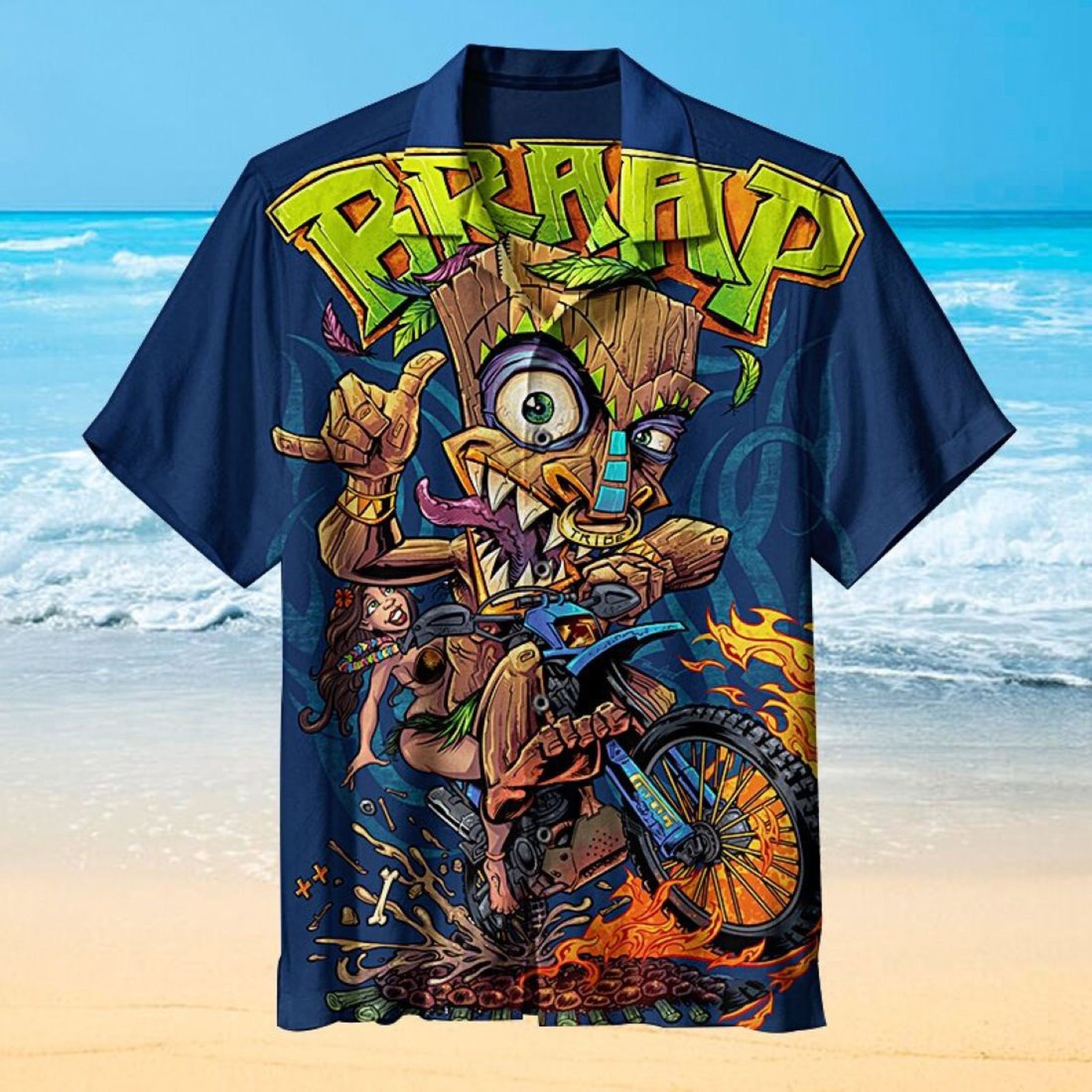 Braap Tiki Handsome Hawaiian Vintage Summer Shirt