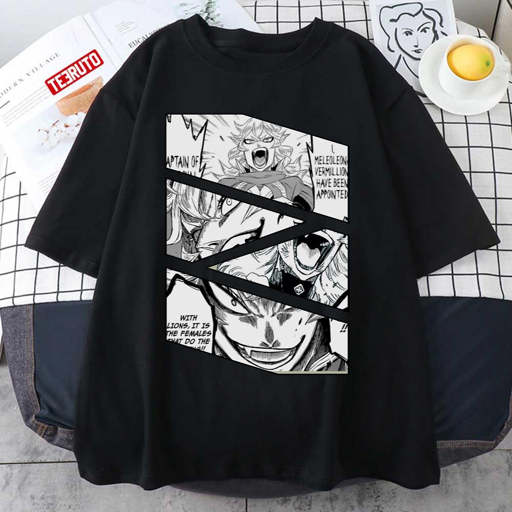 Burakku Kuroba Manga Panel Design Mereoleona Vermillion Black Clover Unisex T-Shirt