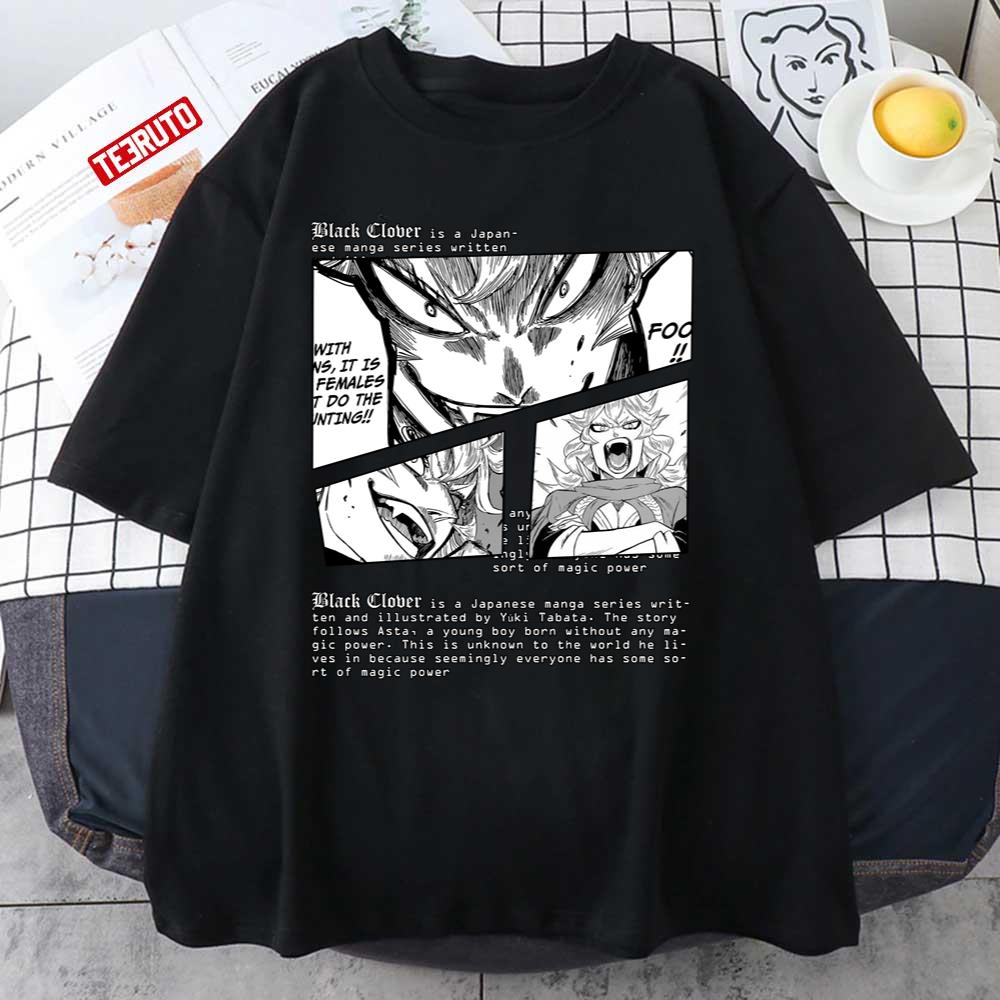 Burakku Kuroba Manga Text Design Mereoleona Vermillion Black Clover Unisex T-Shirt