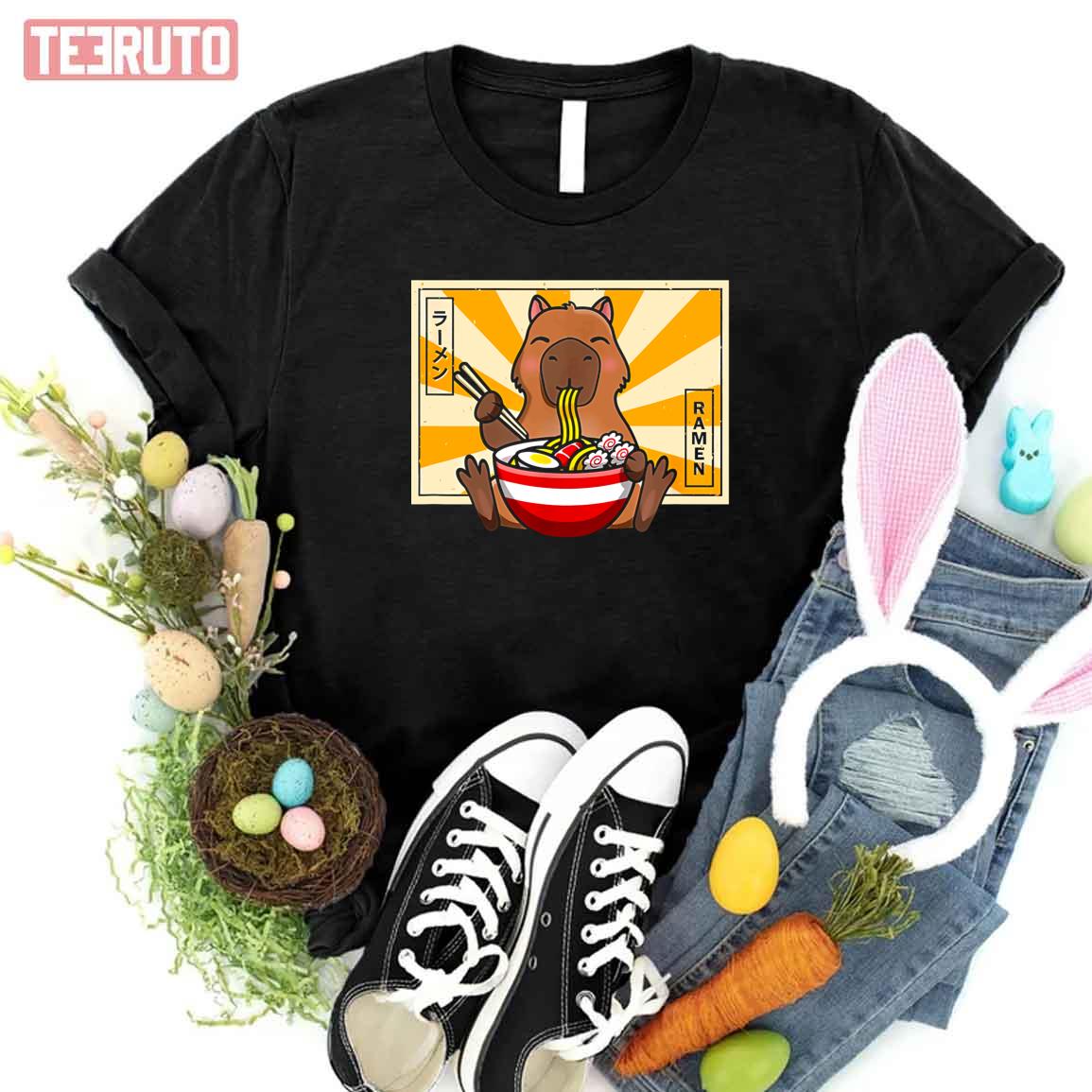Capybara Eating Ramen Art Unisex T-Shirt