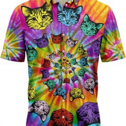 Cats Tie Dye Hawaiian Cute Cat Pet Owner Shirt