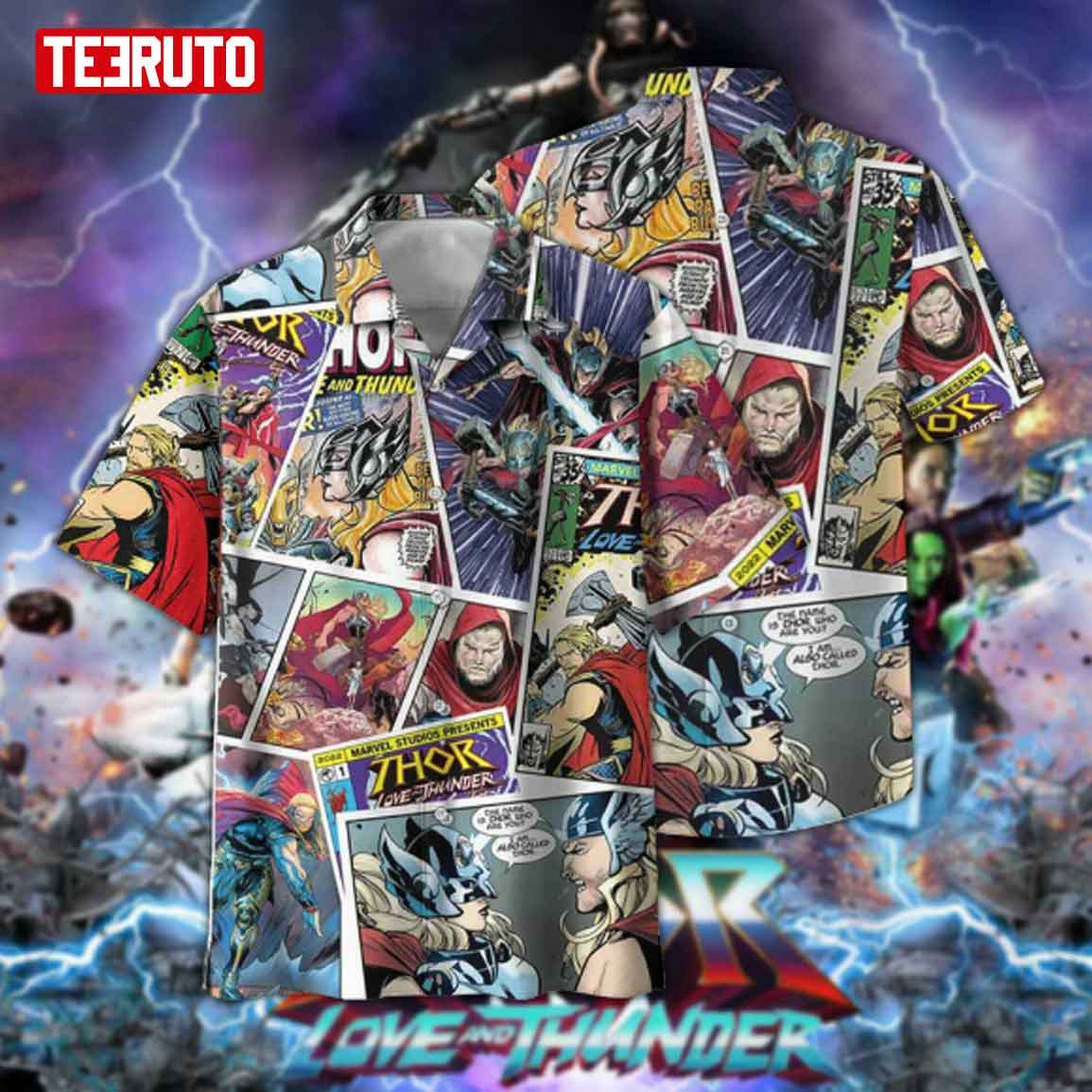 Comic Thor Love And Thunder Hawaiian Shirt