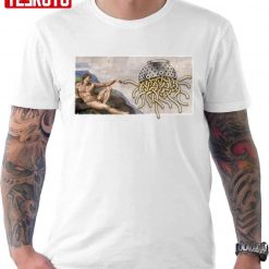 Creation Of Adam Touched By His Noodly Appendage Pastafarian Flying Spaghetti Monster Unisex T-Shirt