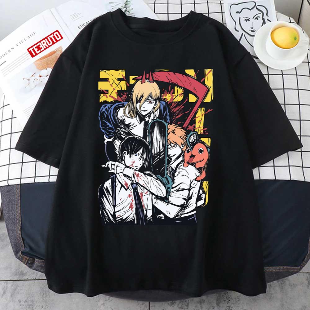 Denji Power Aki Characters Chainsaw Man Anime Unisex T-Shirt Unisex T-Shirt  - Teeruto