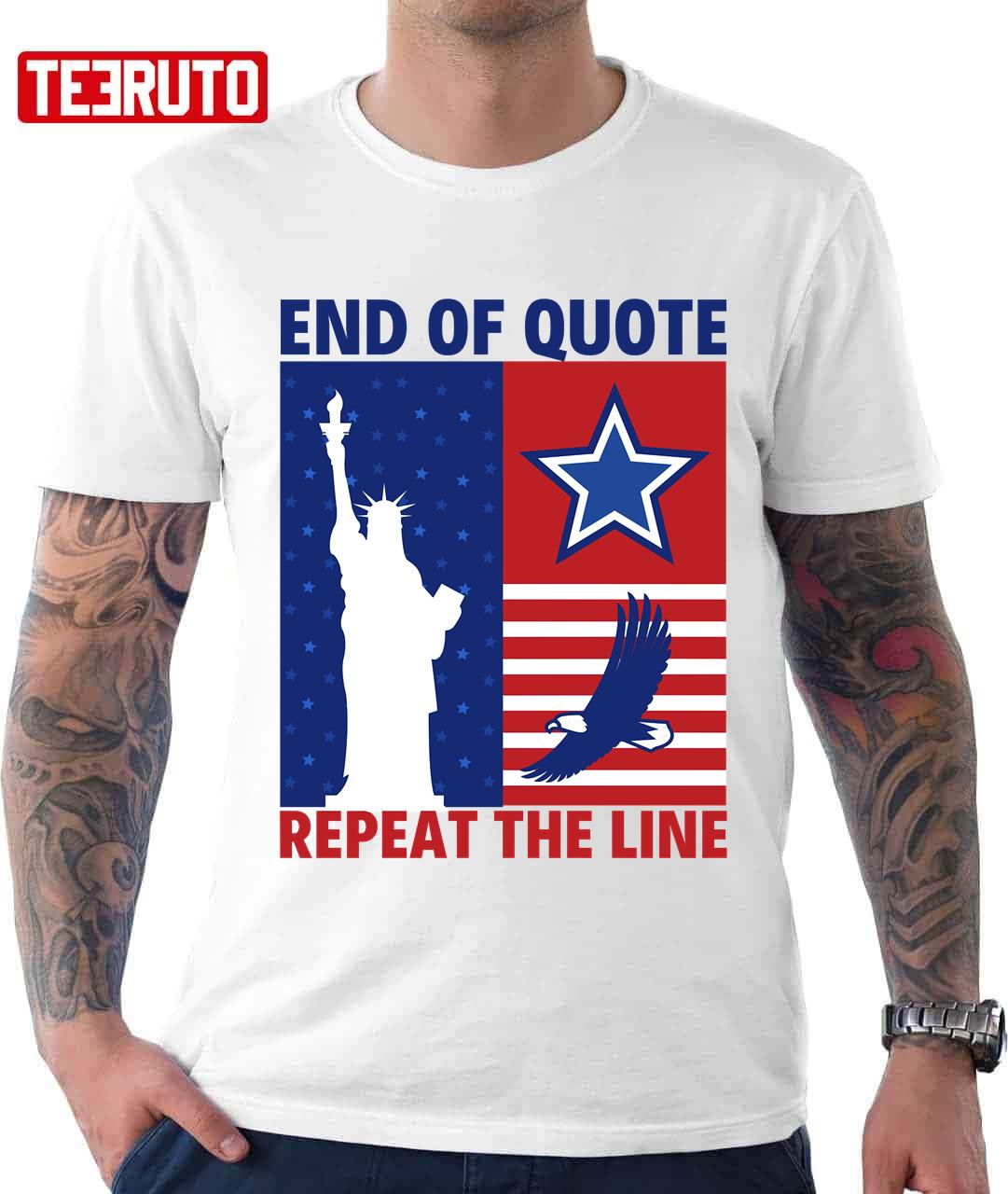 End Of Quote Repeat The Line US Statue Of Liberty Eagle Flag