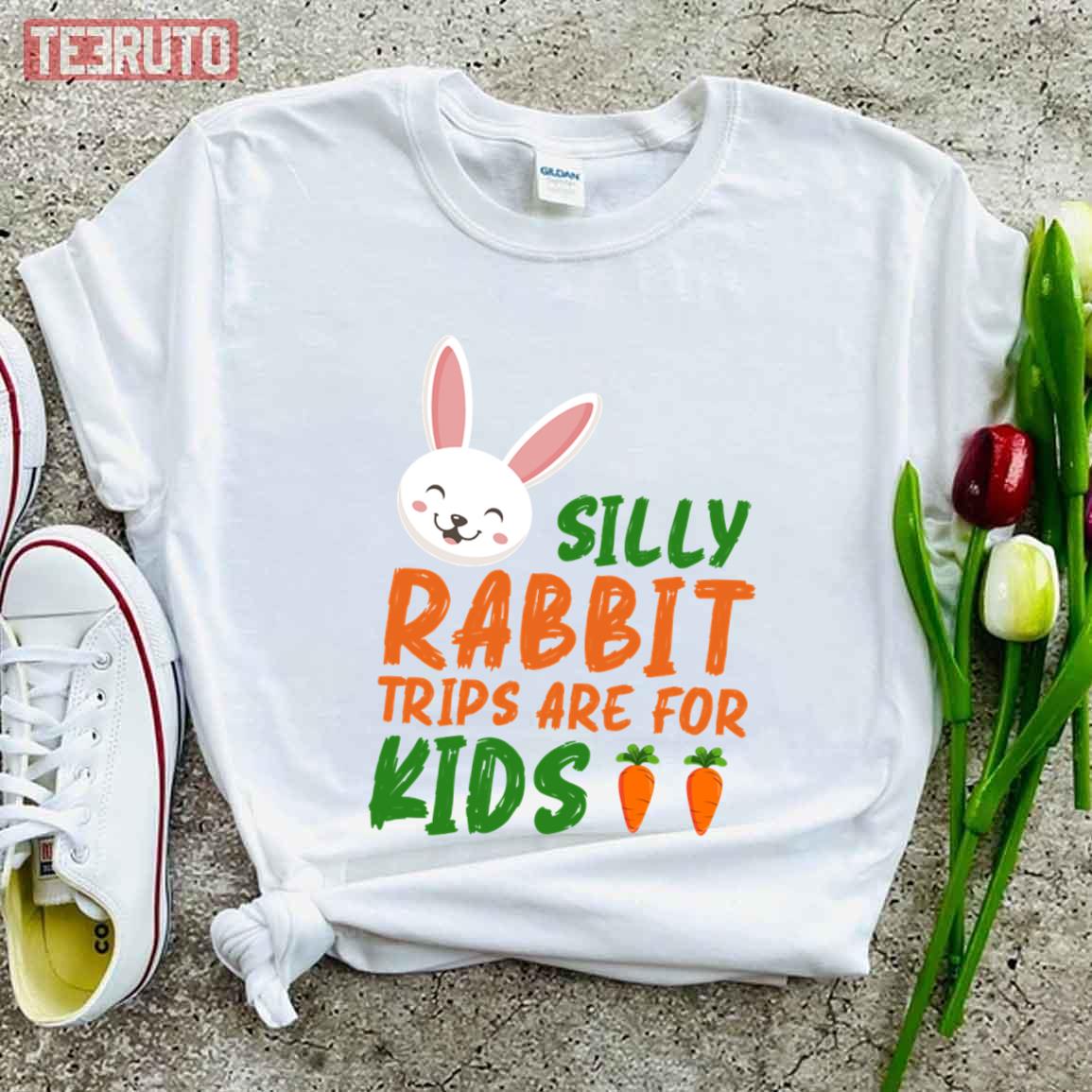 Funny Rabbit Design Silly Rabbit Trips Are For Kids Kid Cudi Unisex T-Shirt  - Teeruto