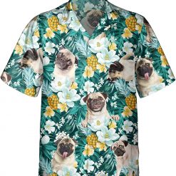 Pug Dog Pineapple Hawaiian Flower Dogowners Shirt