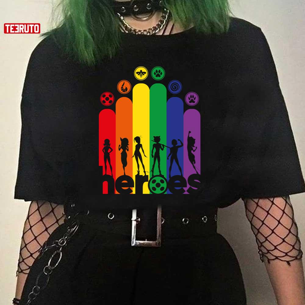 Rainbow Collection All Heroez Icons Miraculous Ladybug Unisex T-Shirt