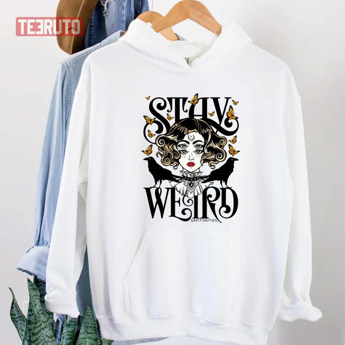 Weird T Shirt Rose And The Ravens Stay Weird Colour Version T-Shirt Men  Cartoon Print Short-Sleeve Tee Shirt Graphic T-Shirts