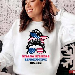 Stars Stripes Reproductive Rights Messy Bun 4th Of July Retro Unisex T-Shirt