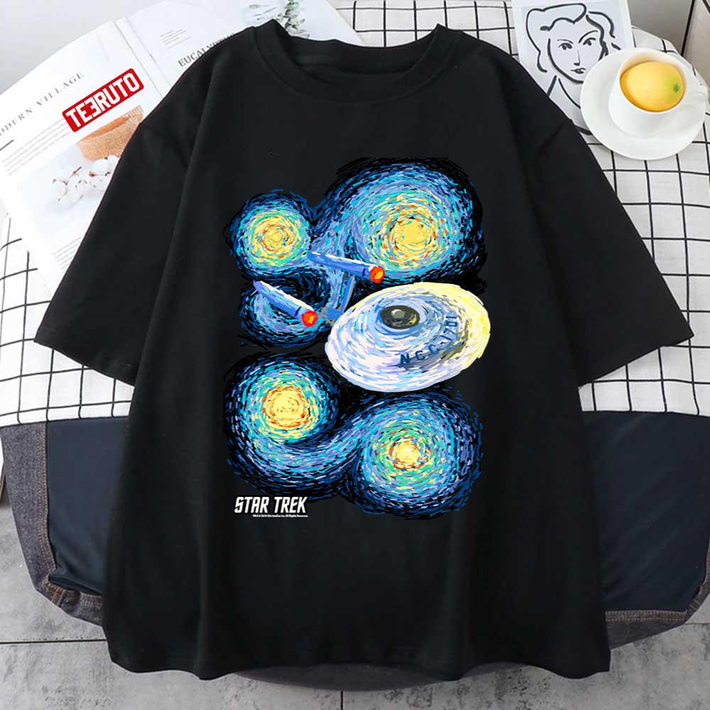 Stary Night Star Trek Original Series Enterprise Oil Painting Unisex T-Shirt