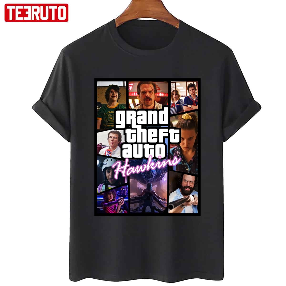 Stranger Things 3 Grand Theft Auto GTA Hawkins Unisex T-Shirt
