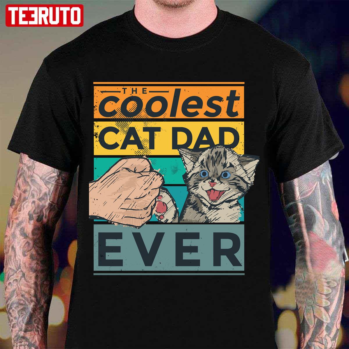 The Coolest Cat Dad Ever Cute Vintage Art Unisex T-Shirt