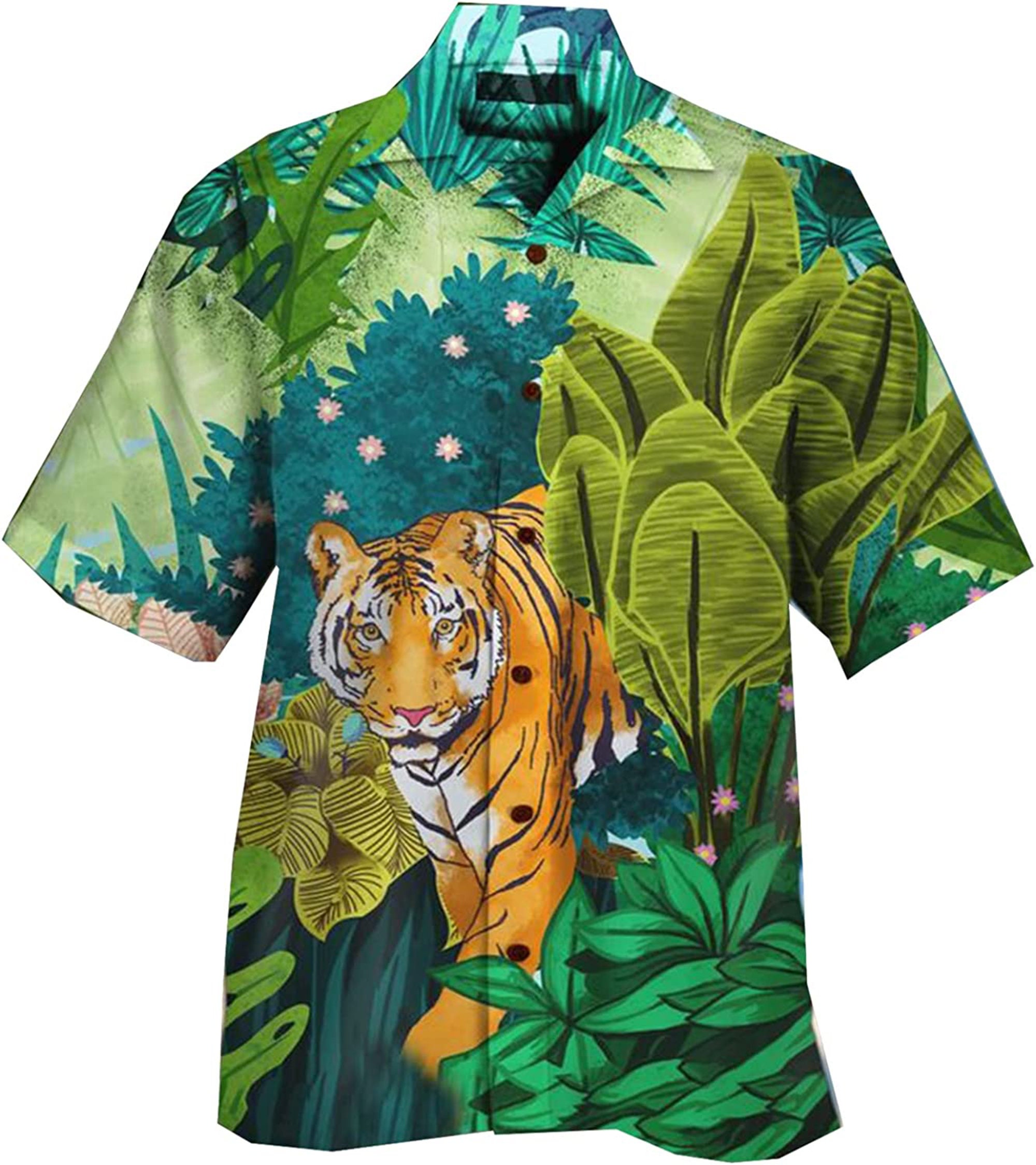 Tiger Print Hawaiian Leaf Shirt Fan Gifts - Teeruto