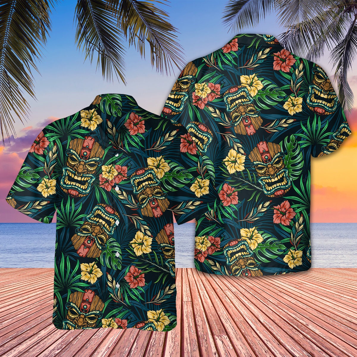 Tiki Tiki Aloha Tropical Pattern Hawaiian Shirt