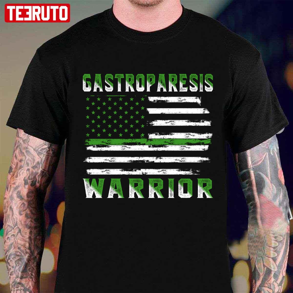 Usa Flag United States Flag Green Ribbon Gastroparesis Warrior Unisex T-Shirt