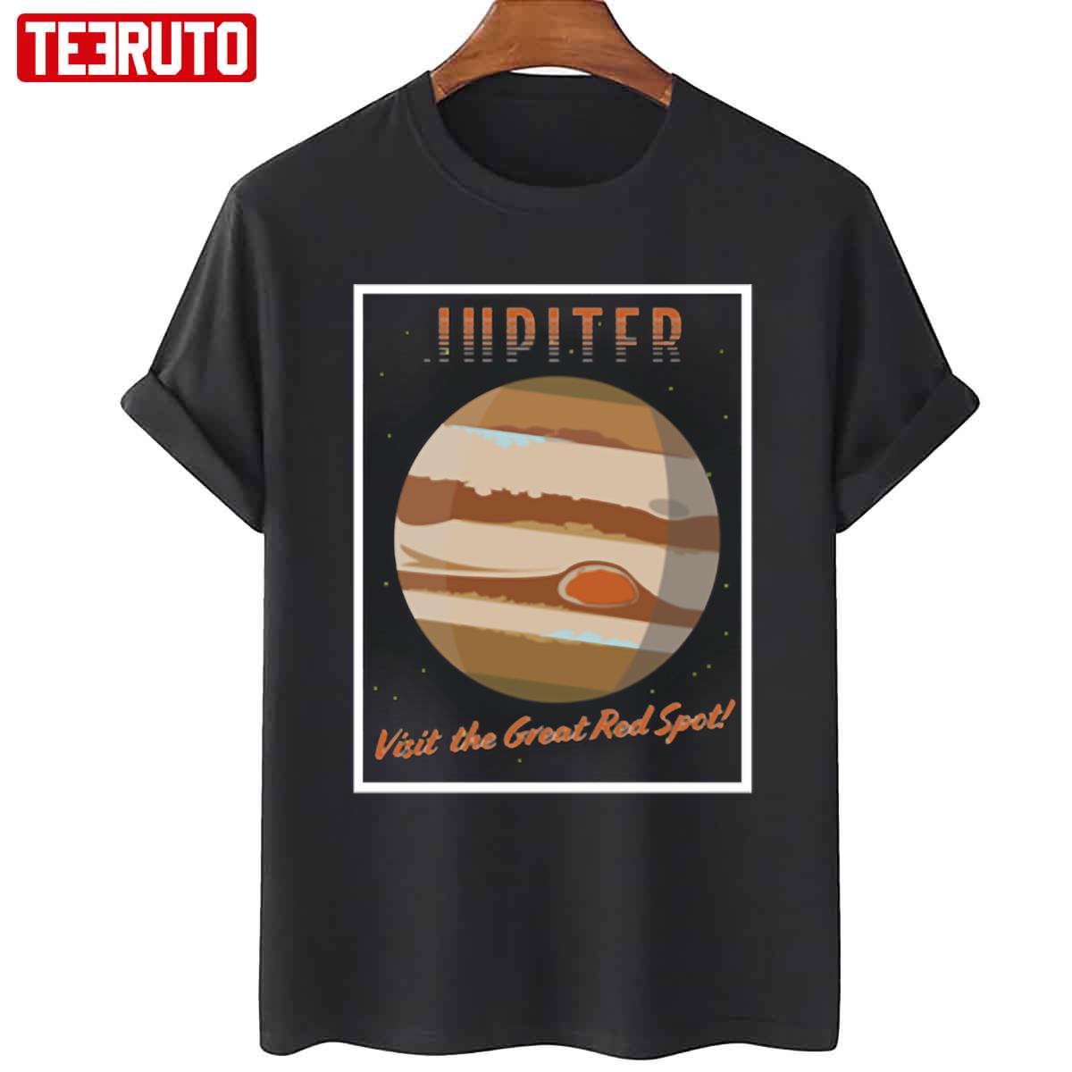Visit Jupiter Jupiter’s Red Spot Futuristic Travel Unisex T-Shirt
