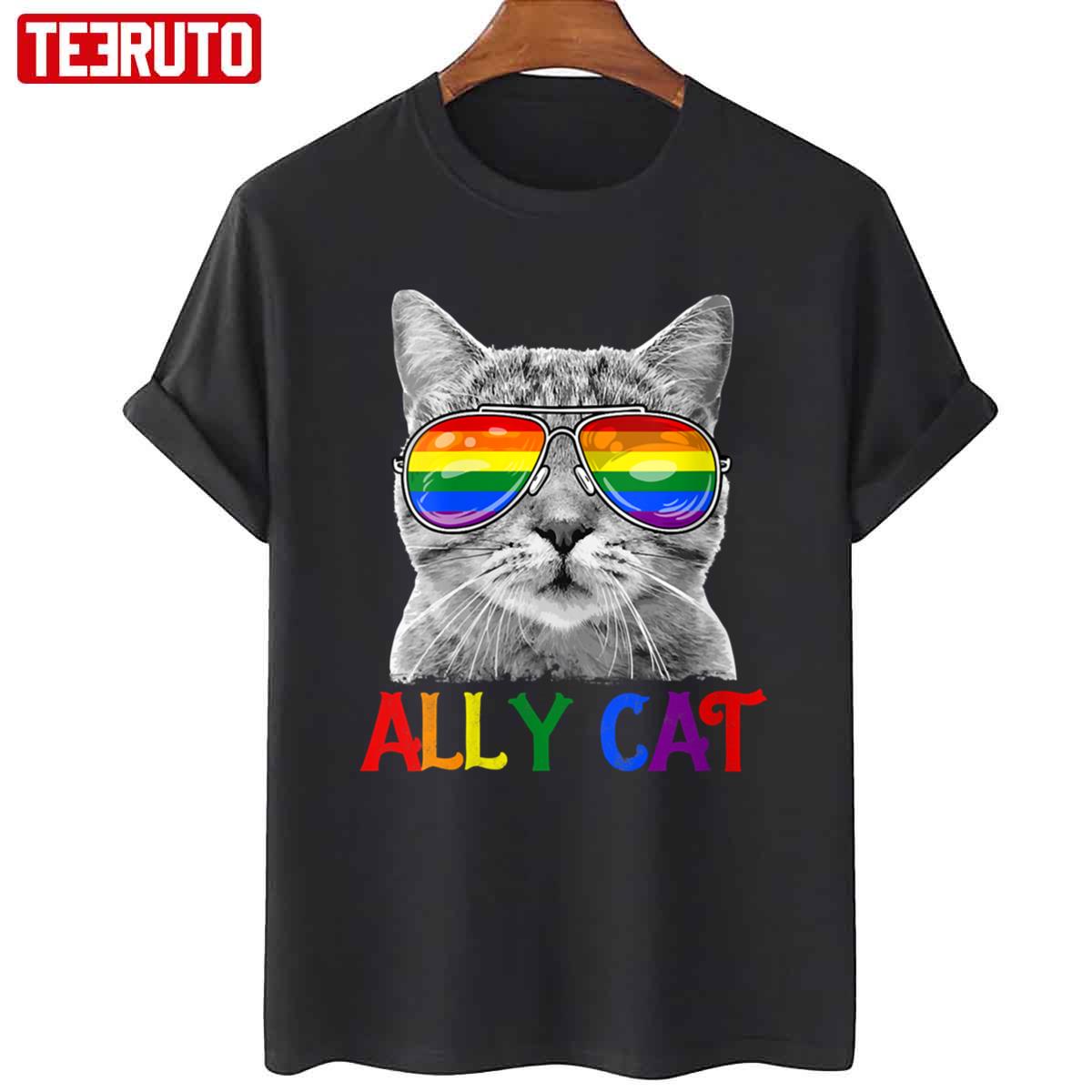 Womens Lgbtq Proud Ally Cat Purride Paw Gay Pride Rainbow Flag Unisex T Shirt Teeruto 1065