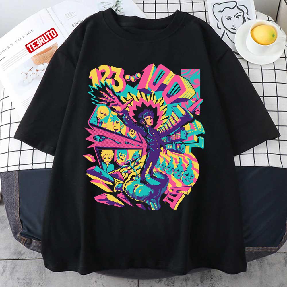 1 2 3 Psychedelic 100 Anime Coloful Fanart Unisex T-shirt