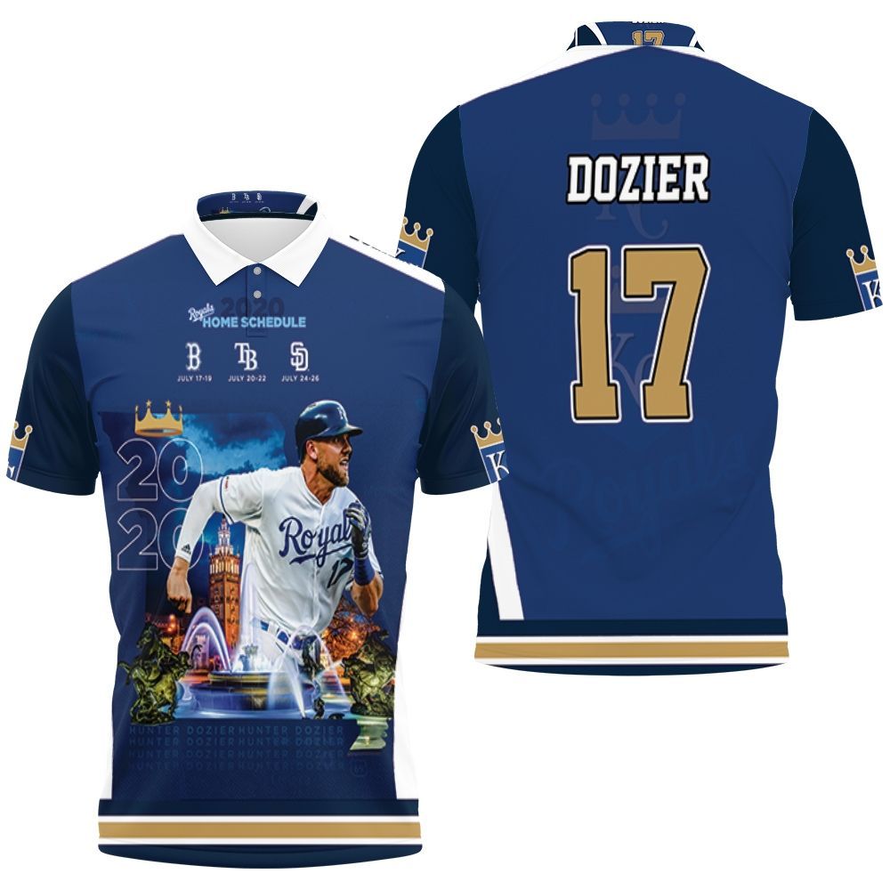 17 Hunter Dozier Kansas City Royals 2021 Polo Shirt All Over Print Shirt 3d T-shirt