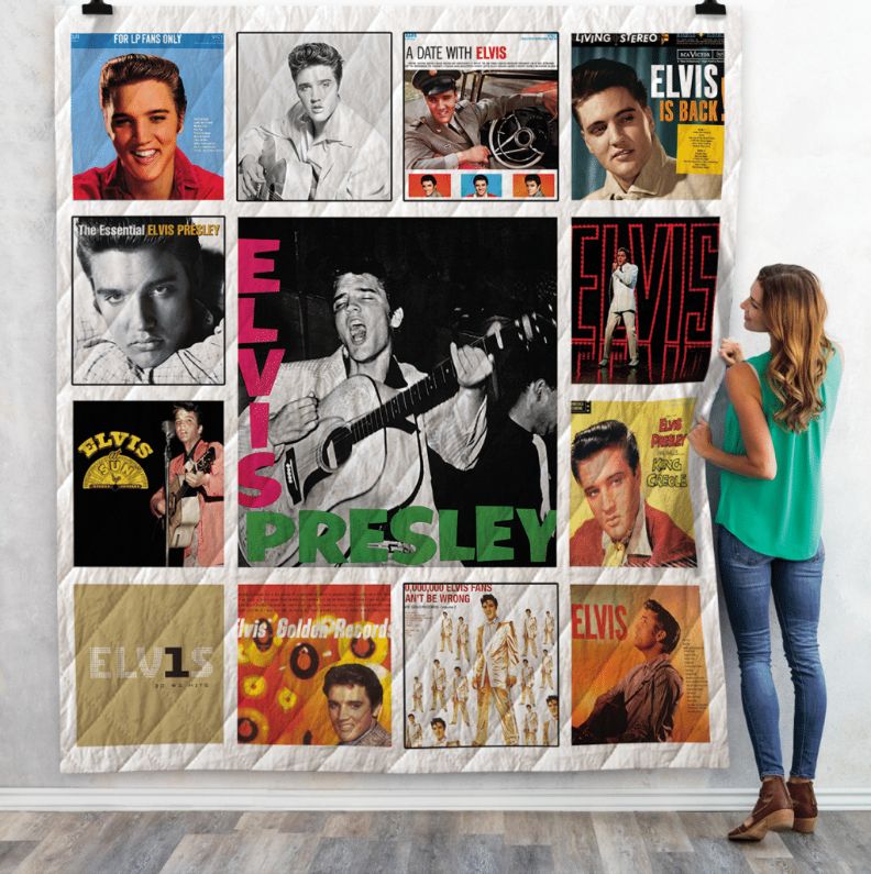 A Date With Elvis Presley Albums Collection Quilt Blanket