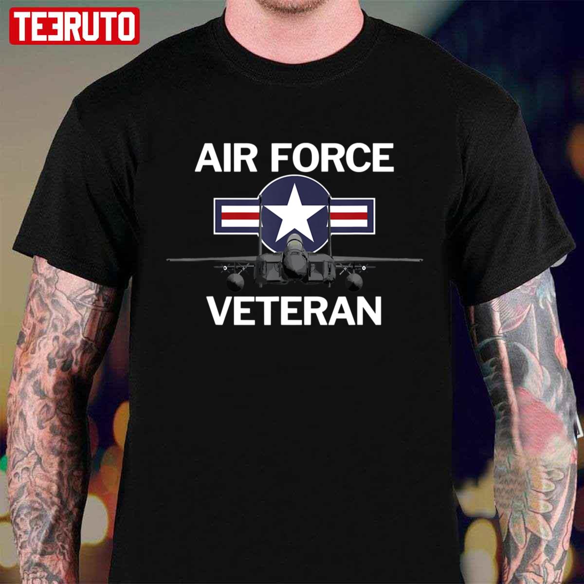 Air Force Veteran With Vintage Roundel And F15 Jet Unisex T-shirt