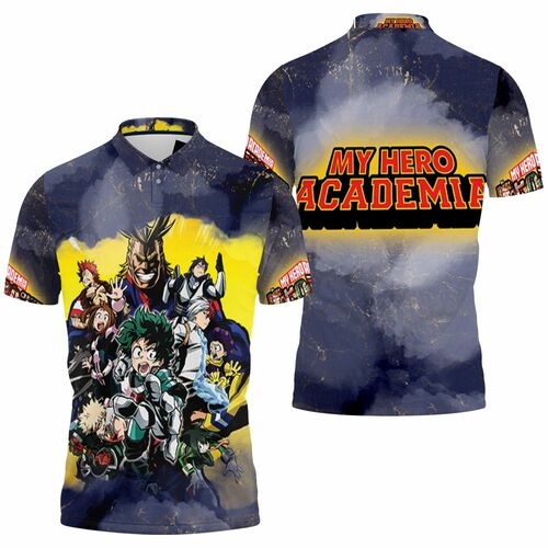 All Main And Villain Characters My Hero Academia Todoroki Shouto Midoriya Izuku All Might For Fan Polo Shirt Model A32084