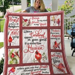 Always On My Mind Fore In My Heart Cardinal Quilt Blanket