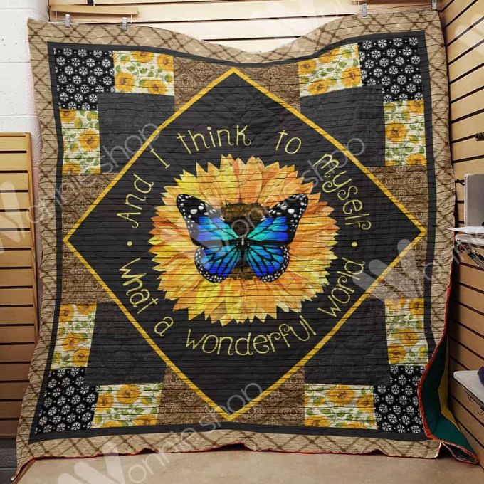 And I Think To Myself Sunflower Butterfly Sunflower Lo Quilt Blanket