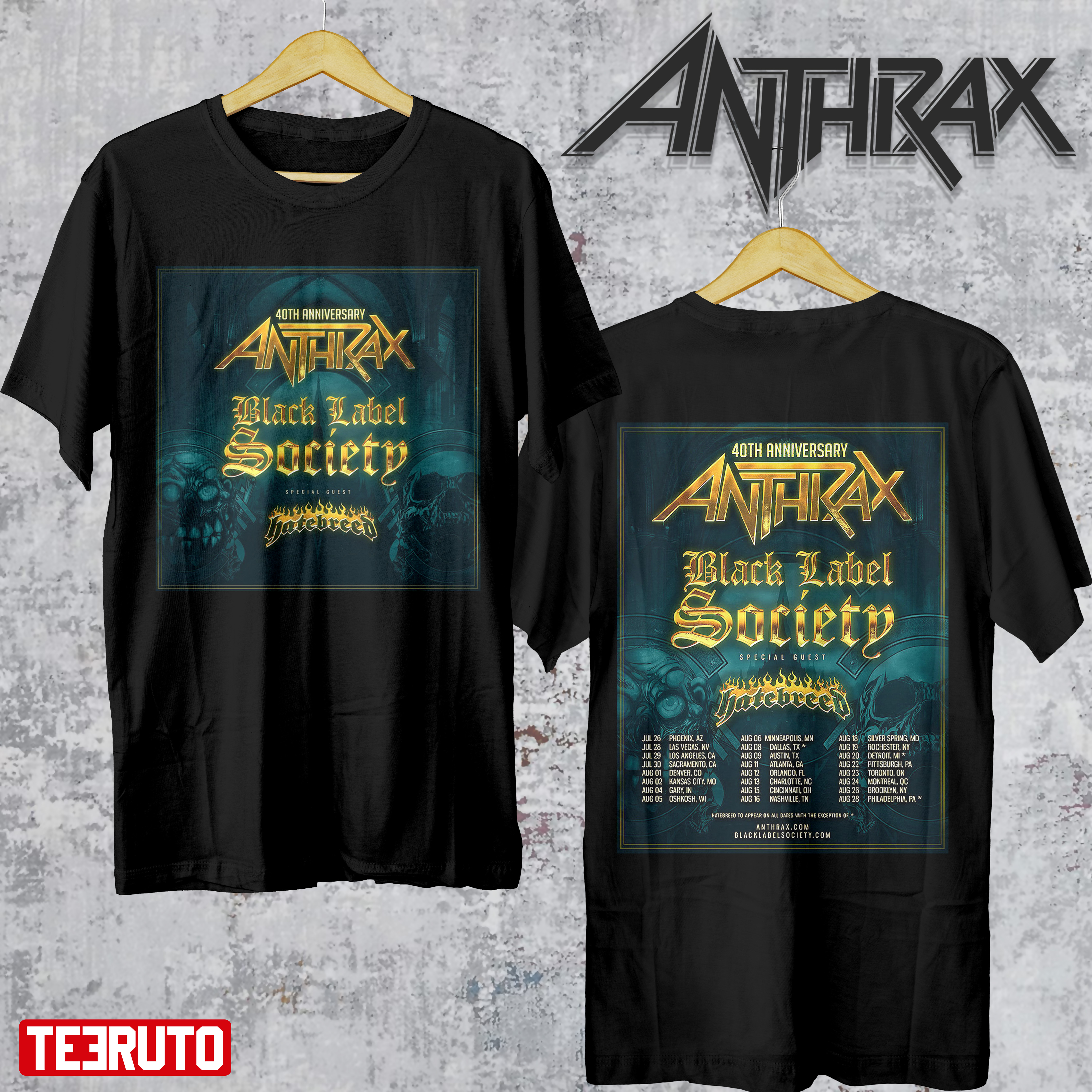 Anthrax Black Label Society 40th Anniversary Tour 2022 Unisex T-Shirt