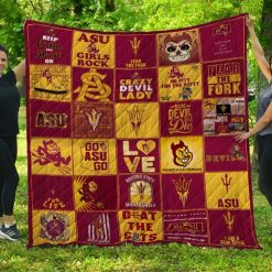 Arizona State Sun Devils Red Orange Ncaa Quilt Blanket