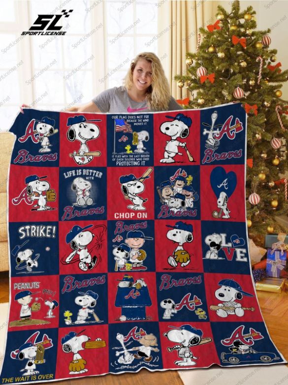 Atlanta Braves Snoopy Strike Quilt Blanket - Teeruto