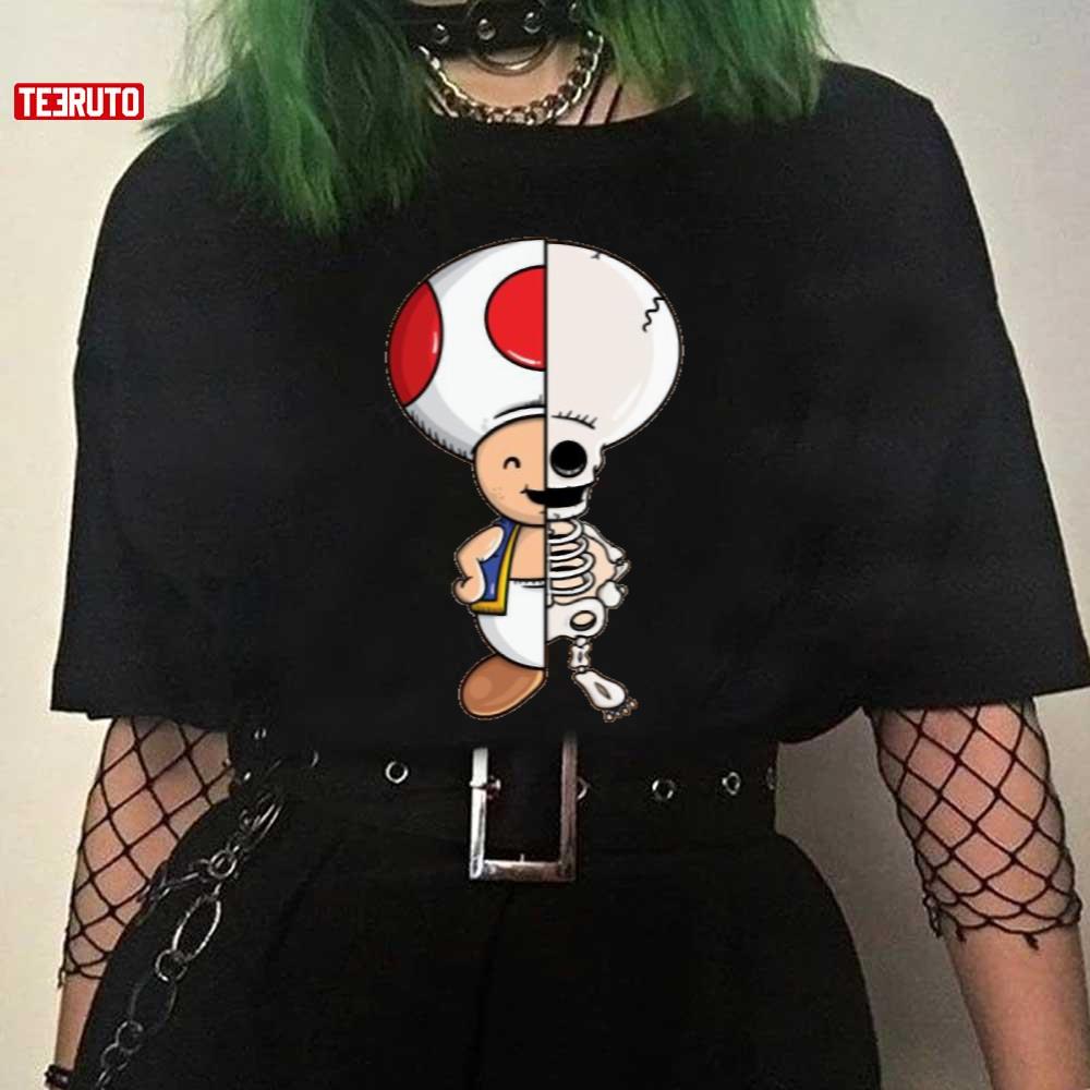 Baby Mushrooms Anime Halloween Skeleton Unisex T-Shirt