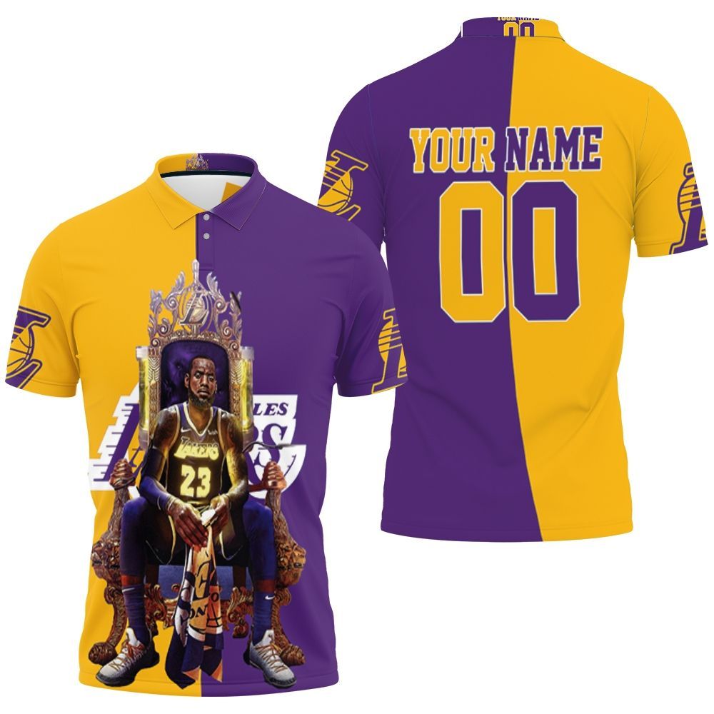 Basketball Lebron James On Throne Los Angles Lakers Legend 3d Personalized Polo Shirt  All Over Print Shirt 3d T-shirt