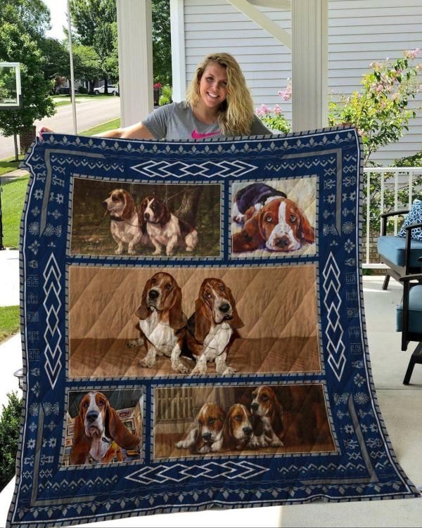 Basset Hound Picture Collection Quilt Blanket Teeruto
