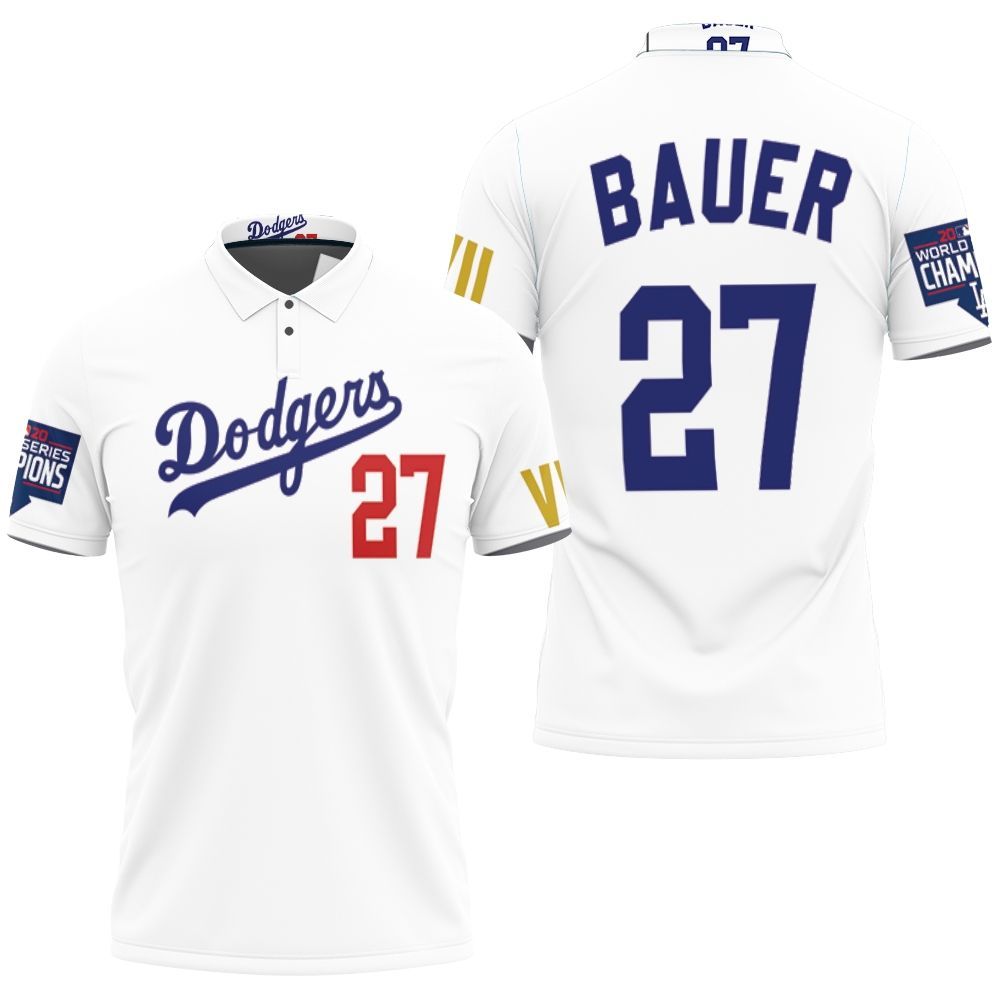 Bauer 27 Los Angeles Dodgers 2020 Championship Golden Edition