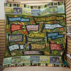 Be Brave Go Outside Stay Wild Camping Quilt Blanket