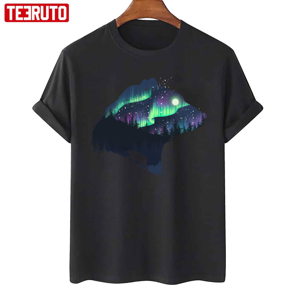 Bear Northern Lights Design Unisex T-shirt