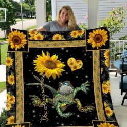 Bearded Dragon Sunflower You Are My Sunshine Quilt Blanket