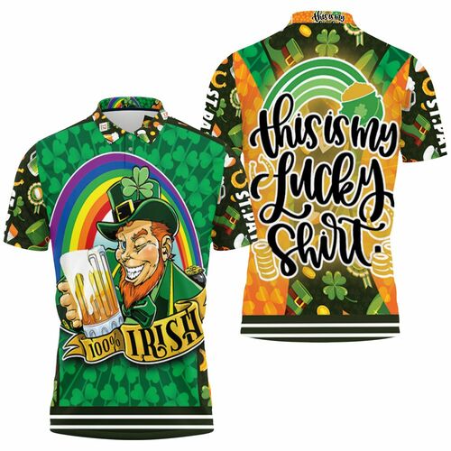 Beer Drinking Leprechaun Saint Patrick Day This Is My Lucky Shirt Polo Shirt Model A31194 All Over Print Shirt 3d T-shirt