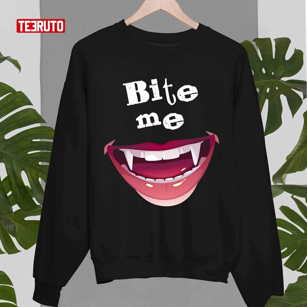 Bite Me First Kill Lesbi Series Vampire Teeth Blood Unisex T-Shirt